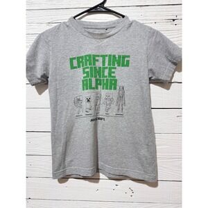 Uniqlo UT Minecraft Boys Heather Gray Graphic Tee Crafting Since Alpha Size 9-10
